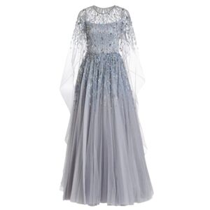 Jenny Packham Pandora Embellished Cape Dress, Gown, Blue Size 6  NWT, MSRP $5200